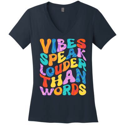 Retro Vintage Vibes Speak Louder Than Words Women's V-Neck T-Shirt