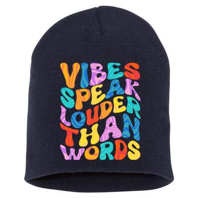 Retro Vintage Vibes Speak Louder Than Words Short Acrylic Beanie