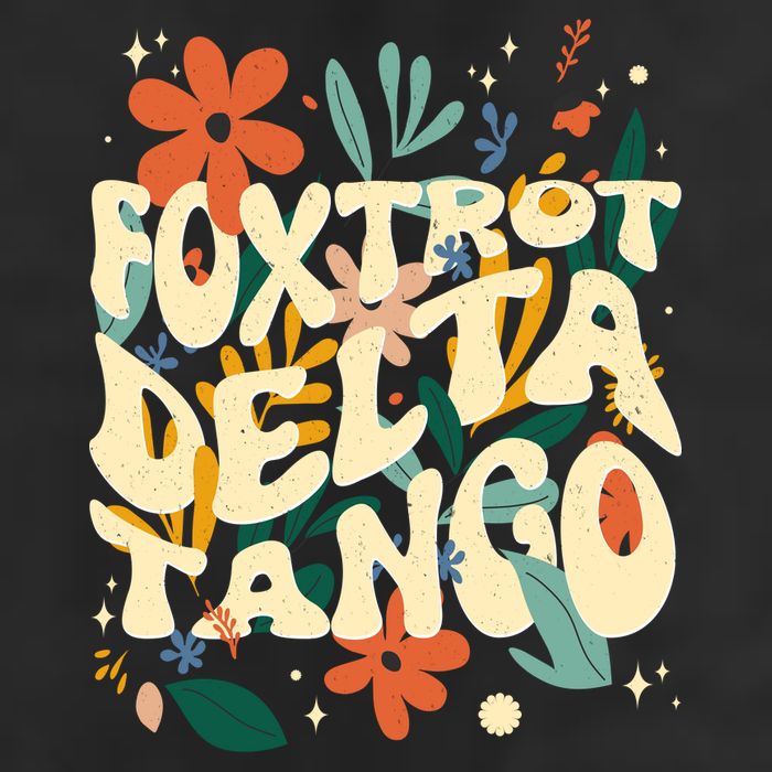 Retro VintageFlowers Vintage Foxtrot Delta Tango Garment-Dyed Fleece Hoodie