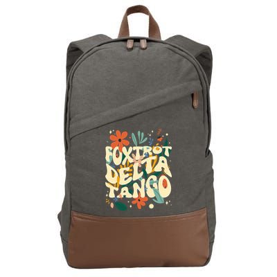 Retro VintageFlowers Vintage Foxtrot Delta Tango Cotton Canvas Backpack