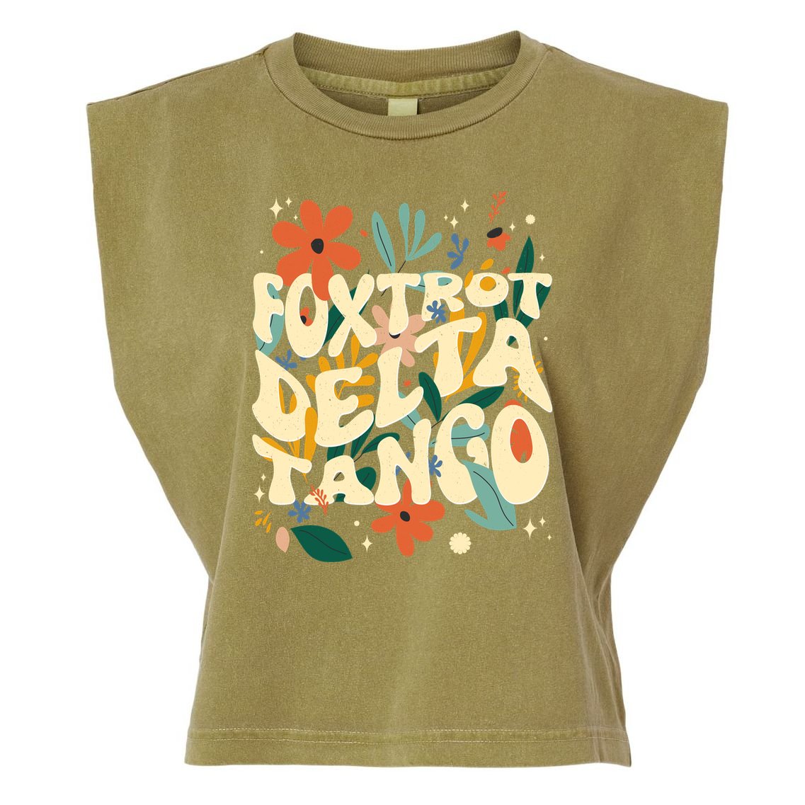 Retro VintageFlowers Vintage Foxtrot Delta Tango Garment-Dyed Women's Muscle Tee