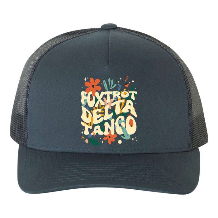 Retro VintageFlowers Vintage Foxtrot Delta Tango Yupoong Adult 5-Panel Trucker Hat