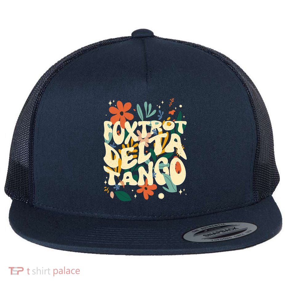Retro VintageFlowers Vintage Foxtrot Delta Tango Flat Bill Trucker Hat