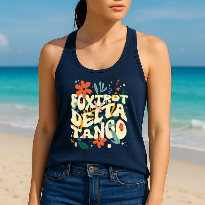 Retro VintageFlowers Vintage Foxtrot Delta Tango Womens Tank Top