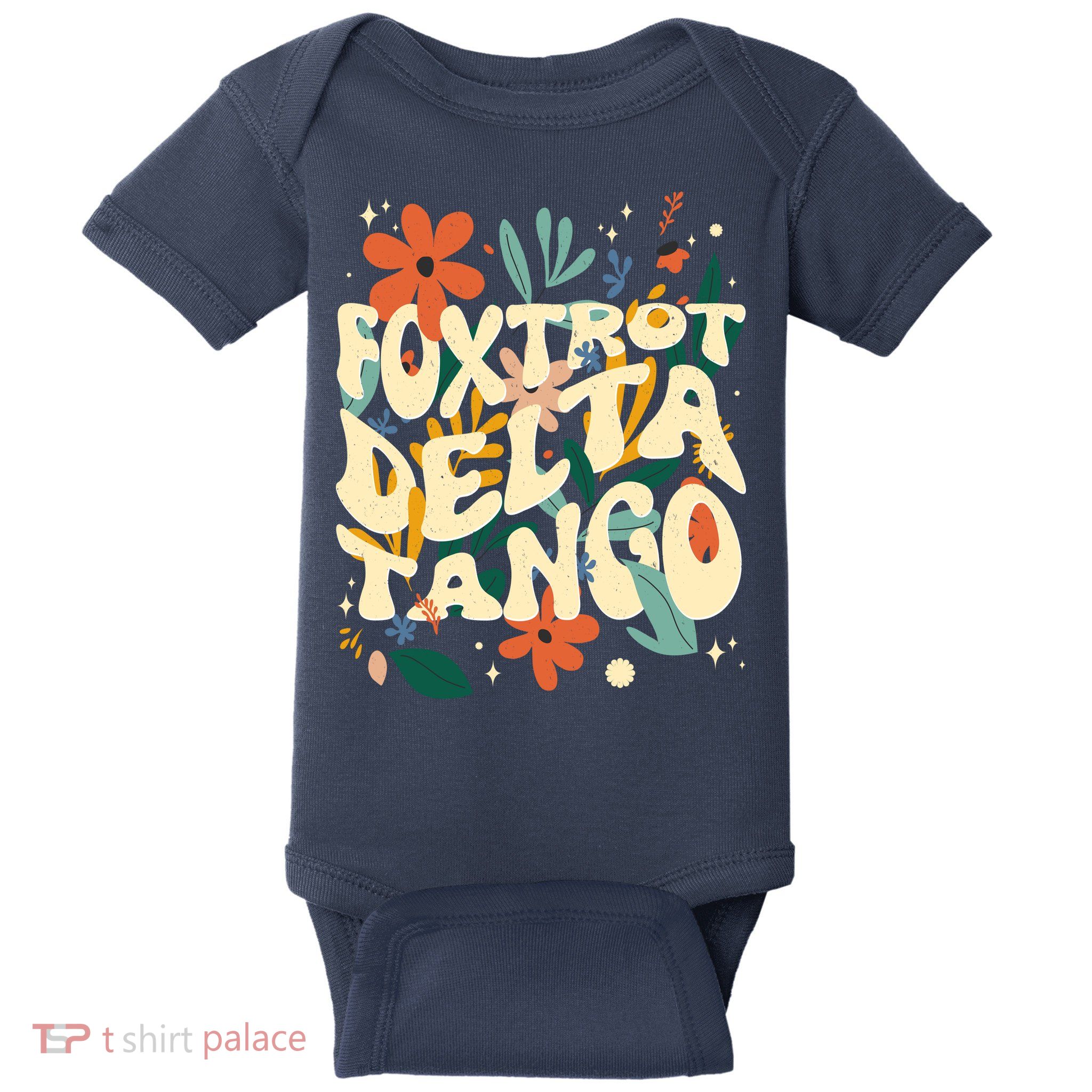 Retro VintageFlowers Vintage Foxtrot Delta Tango Baby Bodysuit