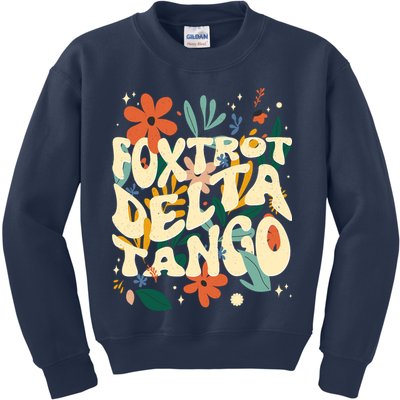 Retro VintageFlowers Vintage Foxtrot Delta Tango Kids Sweatshirt