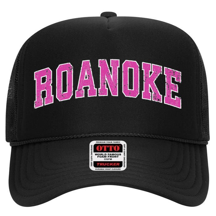 Roanoke Virginia Va Vintage Sports Design Design High Crown Mesh Back Trucker Hat