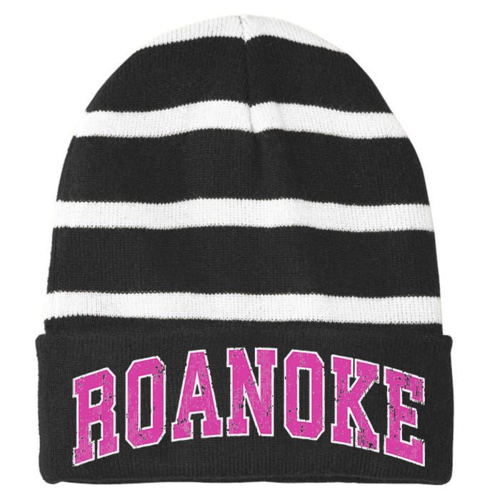 Roanoke Virginia Va Vintage Sports Design Design Striped Beanie with Solid Band