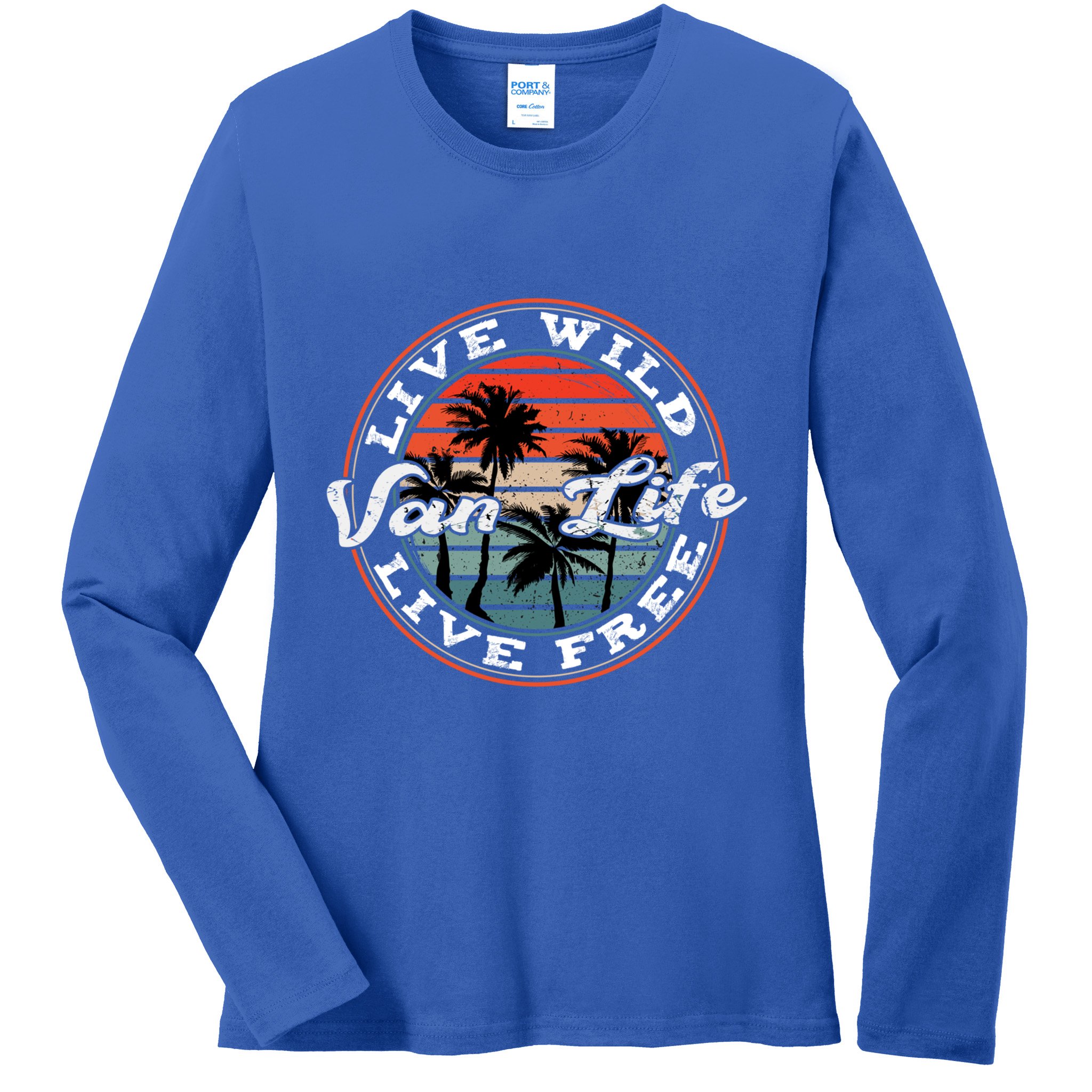Retro Vintage Van Life Dwellers Vanlife Nomads Funny Gift Ladies Long Sleeve Shirt
