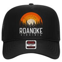 Roanoke Virginia Va Funny Gift Vintage 70s 80s 90s Retro Gift Cute High Crown Mesh Back Trucker Hat