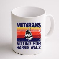 Retro Vintage Veterans Voting For Harris Walz Waltz 2024 Coffee Mug