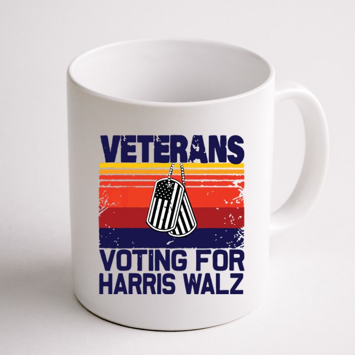 Retro Vintage Veterans Voting For Harris Walz Waltz 2024 Coffee Mug