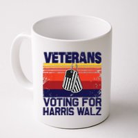 Retro Vintage Veterans Voting For Harris Walz Waltz 2024 Coffee Mug