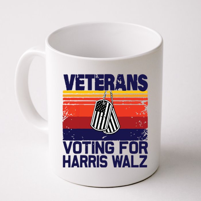 Retro Vintage Veterans Voting For Harris Walz Waltz 2024 Coffee Mug