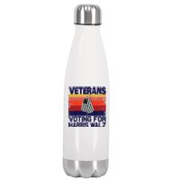 Retro Vintage Veterans Voting For Harris Walz Waltz 2024 Stainless Steel Insulated Water Bottle