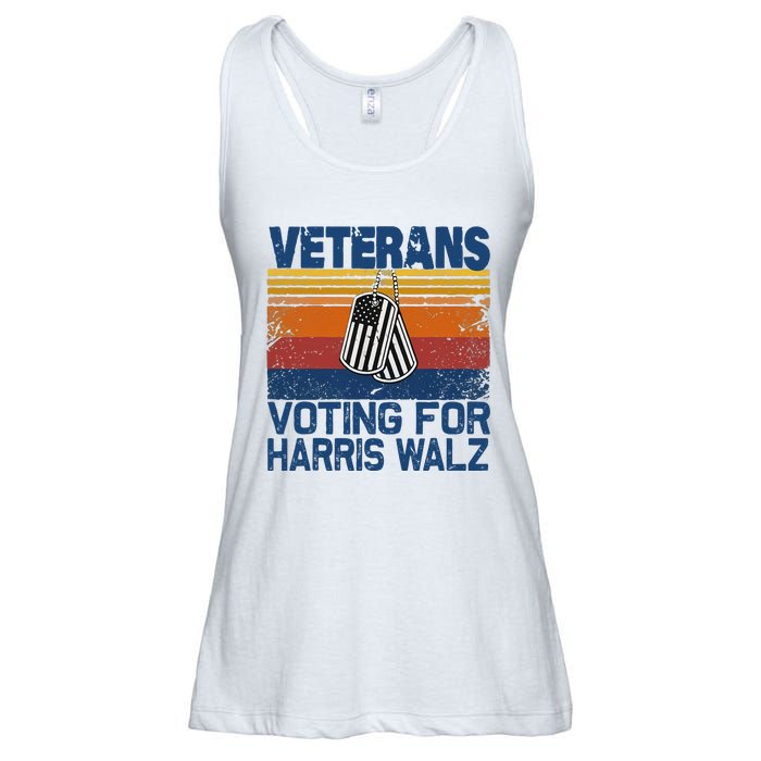 Retro Vintage Veterans Voting For Harris Walz Waltz 2024 Gift Ladies Essential Flowy Tank