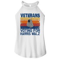 Retro Vintage Veterans Voting For Harris Walz Waltz 2024 Gift Women's Perfect Tri Rocker Tank