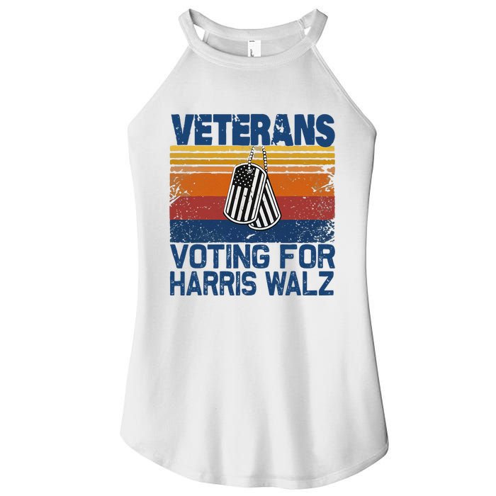 Retro Vintage Veterans Voting For Harris Walz Waltz 2024 Gift Women's Perfect Tri Rocker Tank