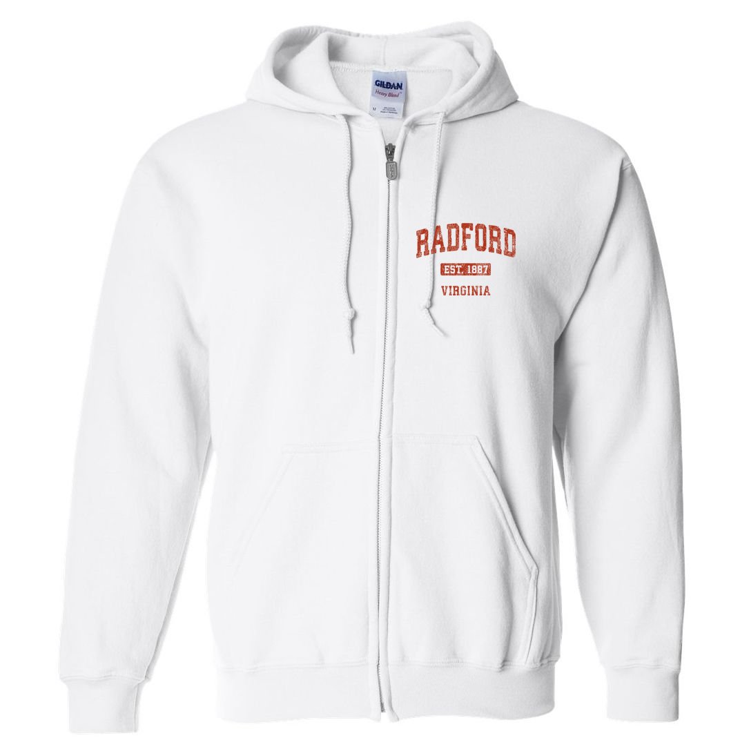 Radford Virginia Va Vintage Athletic Sports Design Full Zip Hoodie
