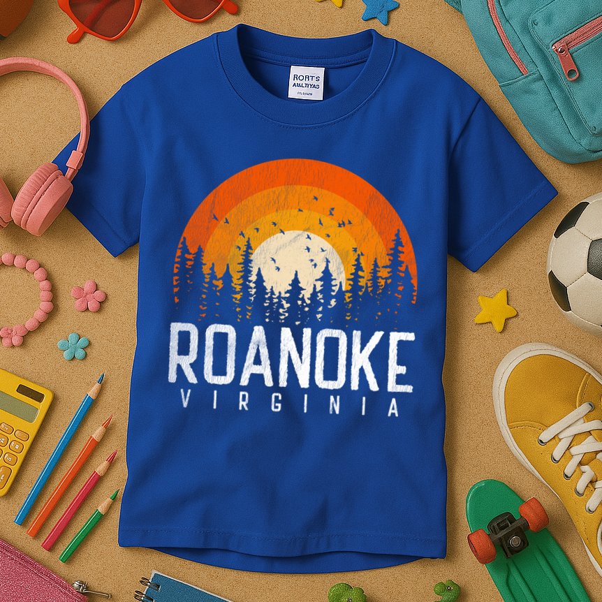 Roanoke Virginia Va Funny Gift Vintage 70s 80s 90s Retro Gift Cute Gift Kids T-Shirt