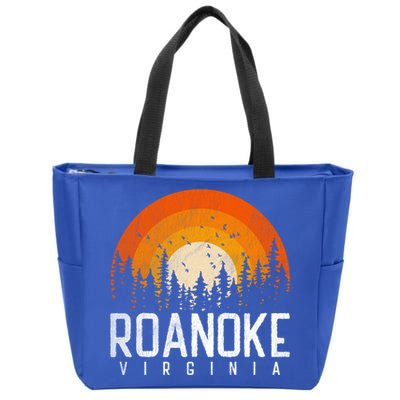 Roanoke Virginia Va Funny Gift Vintage 70s 80s 90s Retro Gift Cute Gift Zip Tote Bag