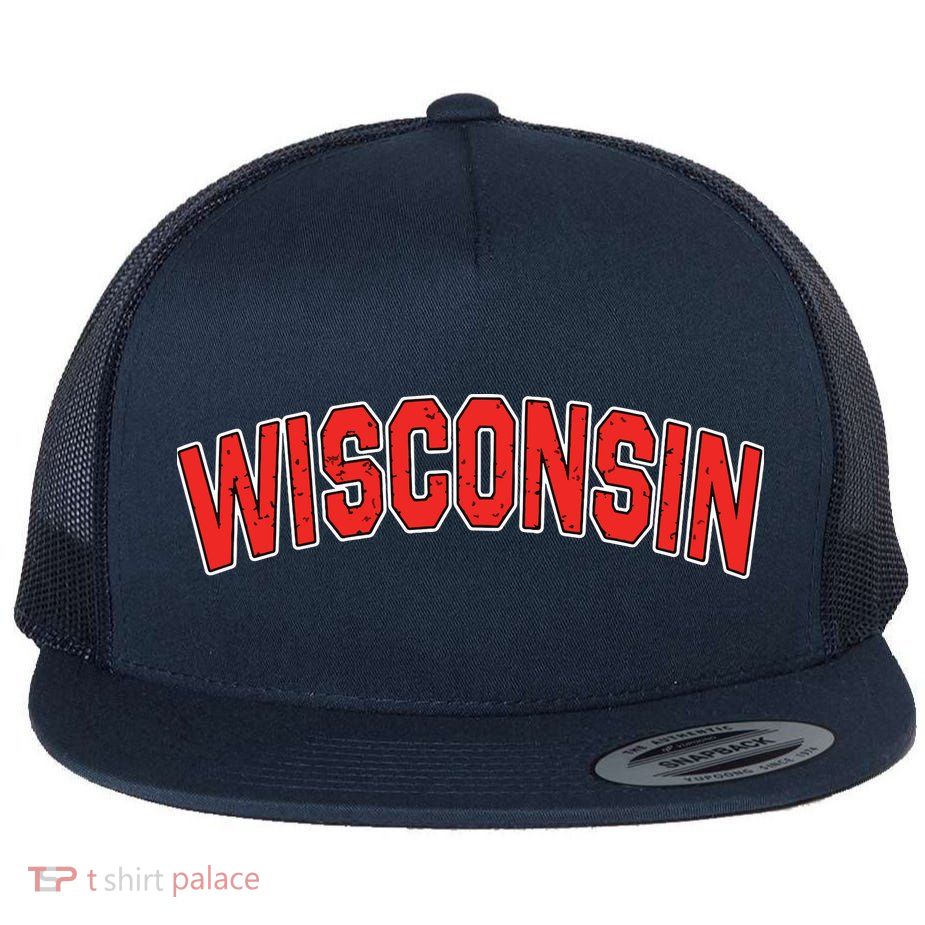 Retro Vintage Wisconsin State Wisconsin Varsity Flatbill Hat