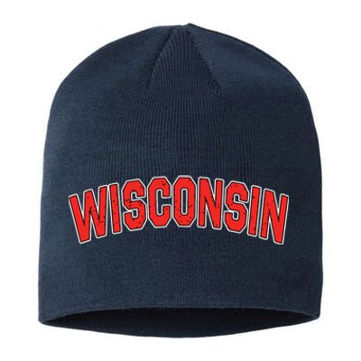 Retro Vintage Wisconsin State Wisconsin Varsity Sustainable Beanie