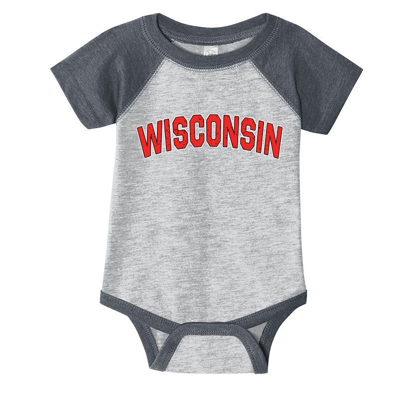 Retro Vintage Wisconsin State Wisconsin Varsity Infant Baby Jersey Bodysuit