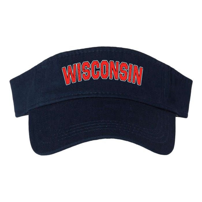 Retro Vintage Wisconsin State Wisconsin Varsity Valucap Bio-Washed Visor