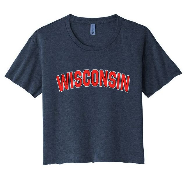 Retro Vintage Wisconsin State Wisconsin Varsity Crop Top