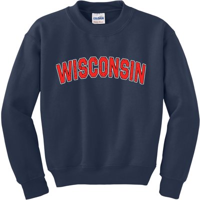 Retro Vintage Wisconsin State Wisconsin Varsity Kids Sweatshirt