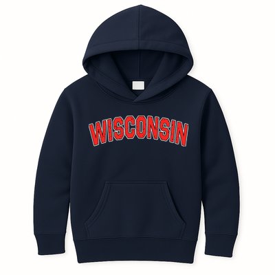 Retro Vintage Wisconsin State Wisconsin Varsity Kids Hoodie
