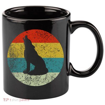 Retro Vintage Wolf Dog 11oz C Handle Ceramic Mug