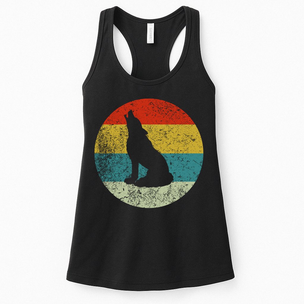 Retro Vintage Wolf Dog Womens Tank Top