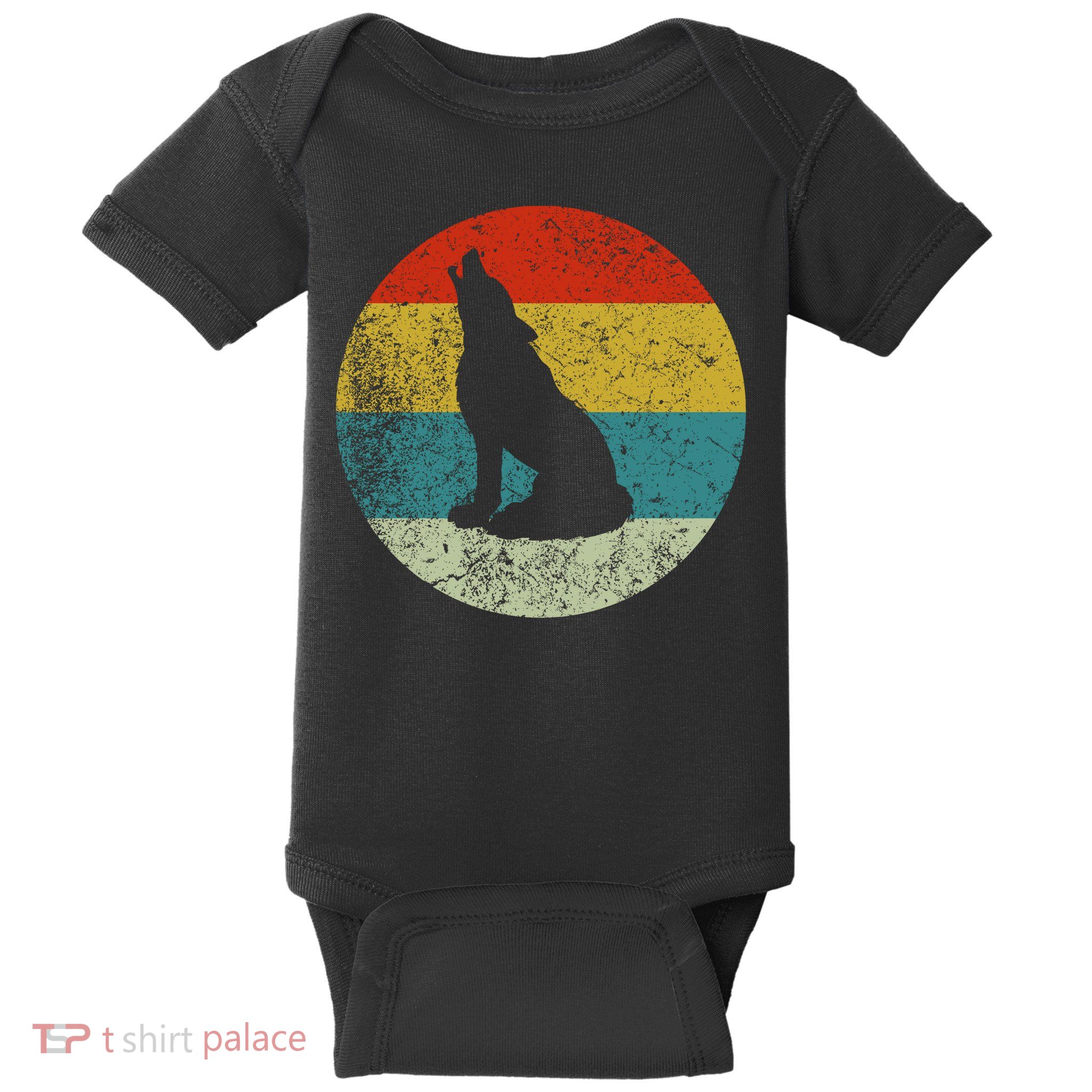 Retro Vintage Wolf Dog Baby Bodysuit