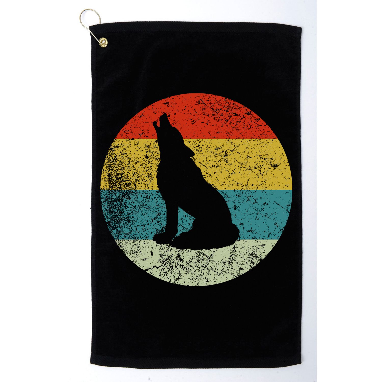 Retro Vintage Wolf Dog Golf Towel