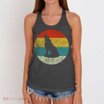 Retro Vintage Wolf Dog Women's Knotted Racerback Tank