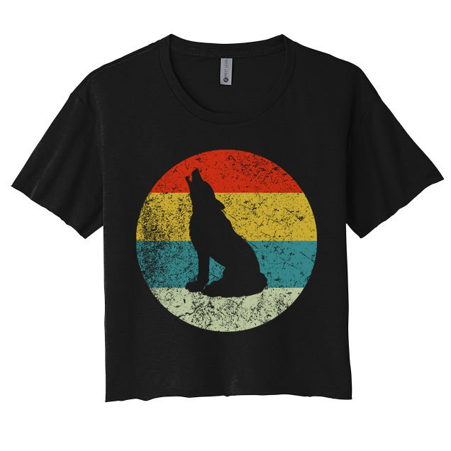 Retro Vintage Wolf Dog Crop Top
