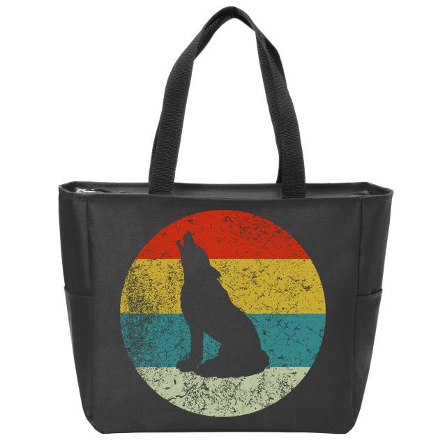 Retro Vintage Wolf Dog Zip Tote Bag