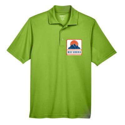 Retro Vintage West Virginia USA Mountain Gift For Men Men's Origin Performance Piqué Polo