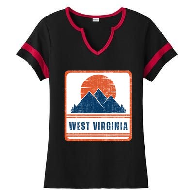 Retro Vintage West Virginia USA Mountain Gift For Men Ladies Halftime Notch Neck Tee