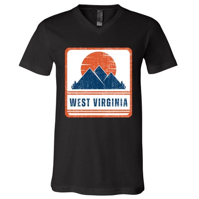 Retro Vintage West Virginia USA Mountain Gift For Men V-Neck T-Shirt