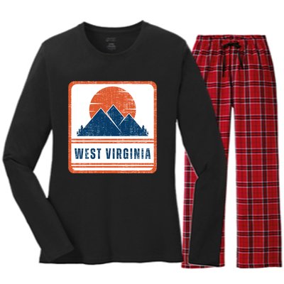 Retro Vintage West Virginia USA Mountain Gift For Men Women's Long Sleeve Flannel Pajama Set 