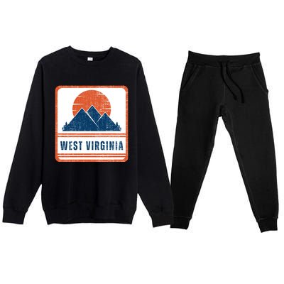 Retro Vintage West Virginia USA Mountain Gift For Men Premium Crewneck Sweatsuit Set