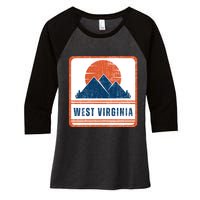 Retro Vintage West Virginia USA Mountain Gift For Men Women's Tri-Blend 3/4-Sleeve Raglan Shirt