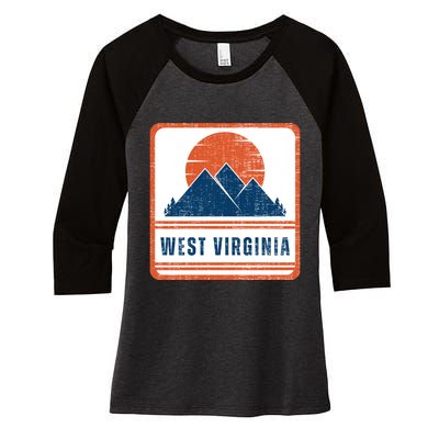 Retro Vintage West Virginia USA Mountain Gift For Men Women's Tri-Blend 3/4-Sleeve Raglan Shirt