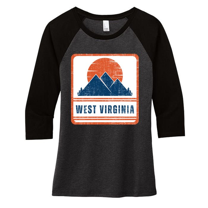 Retro Vintage West Virginia USA Mountain Gift For Men Women's Tri-Blend 3/4-Sleeve Raglan Shirt