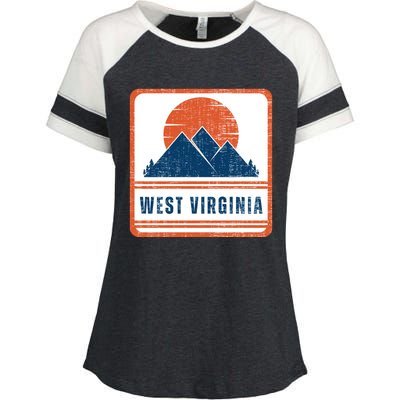 Retro Vintage West Virginia USA Mountain Gift For Men Enza Ladies Jersey Colorblock Tee