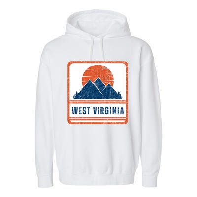 Retro Vintage West Virginia USA Mountain Gift For Men Garment-Dyed Fleece Hoodie