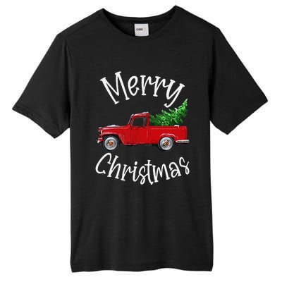 Red Vintage Wagon Tree Vacation Gift Red Truck Christmas Tall Fusion ChromaSoft Performance T-Shirt